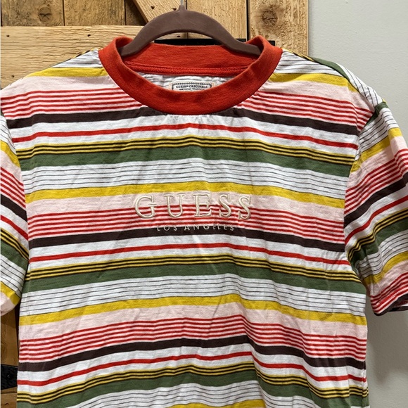 Vintage Guess Originals Striped Shirt Embroidered Mens small Red White Y2K - Picture 2 of 4